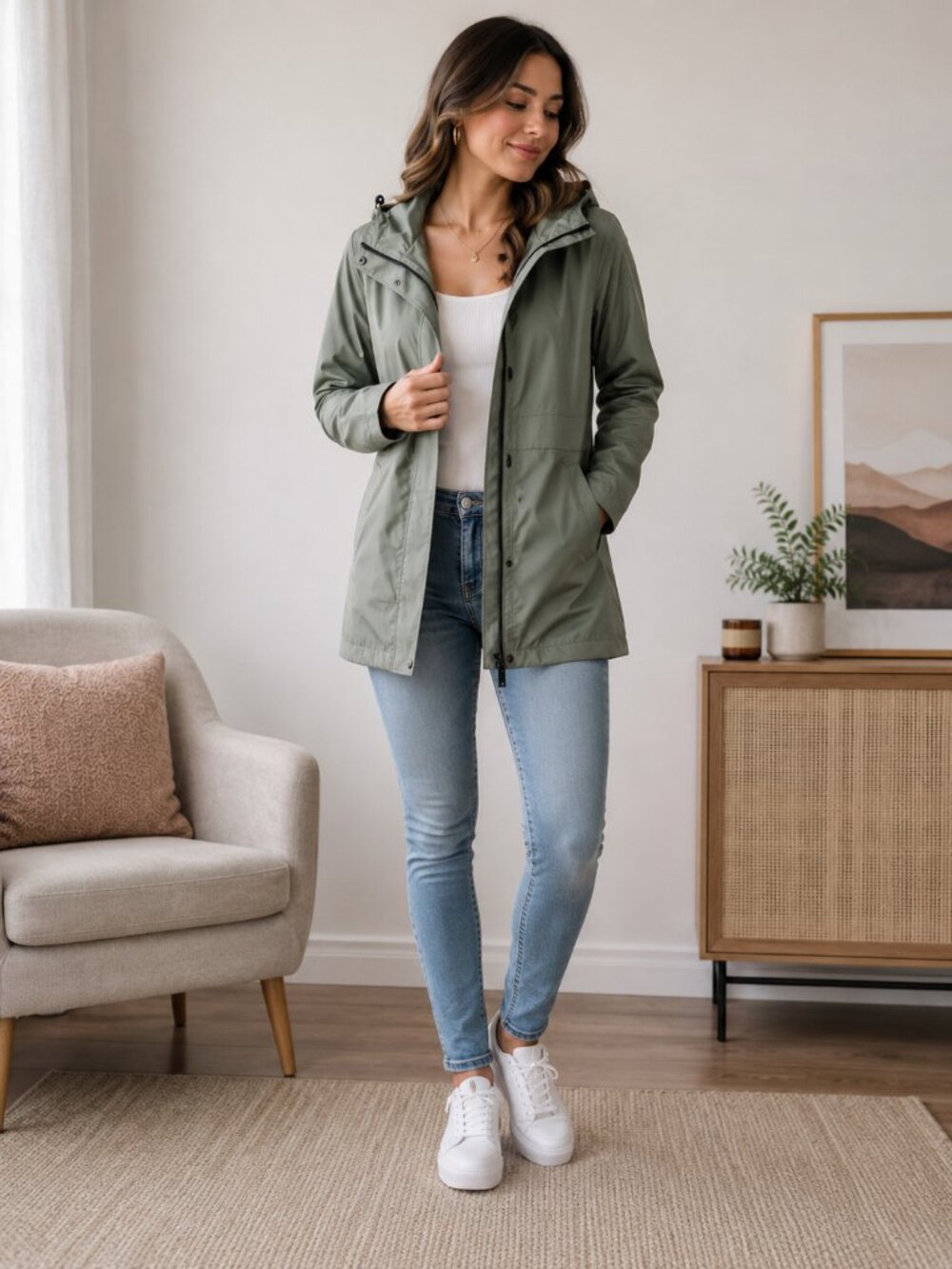 Mondetta Outdoor Project Waterproof Rain Jacket – Women’s Size SP | Sage Green
